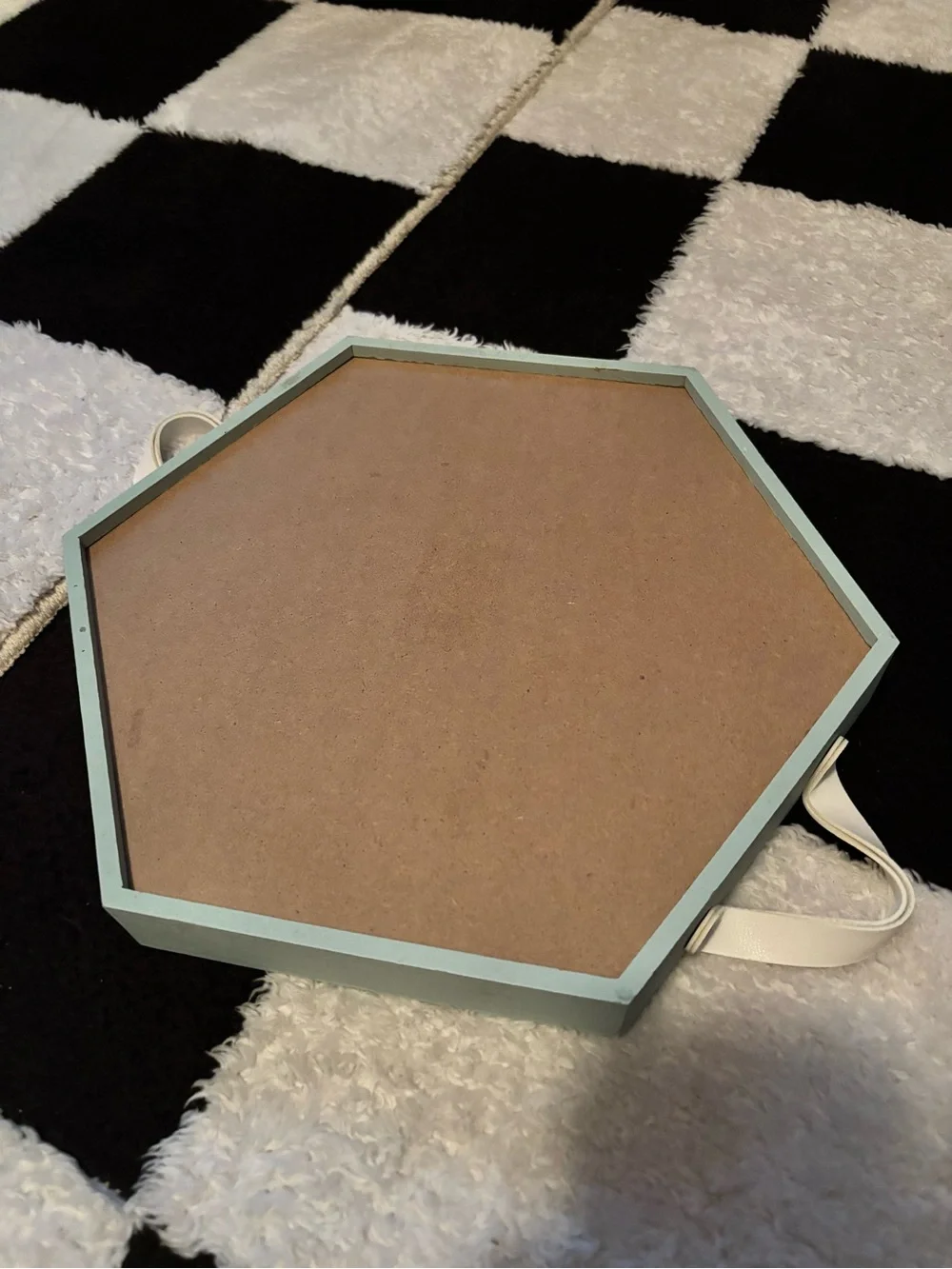 Hand-Painted Hexagon Butterfly Serving Tray in Sage + Yellow